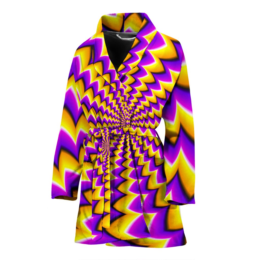 Yellow Dizzy Moving Optical Illusion Women's Bathrobe