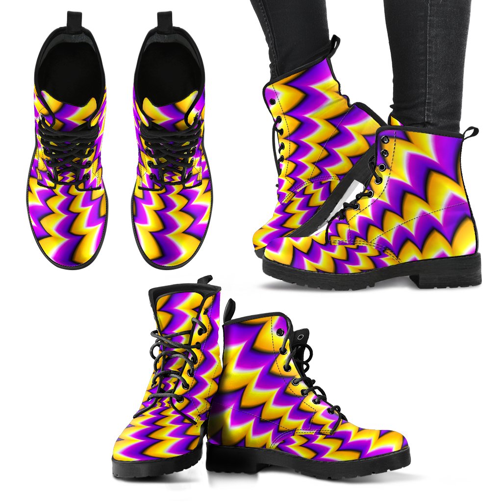 Yellow Dizzy Moving Optical Illusion Women's Boots