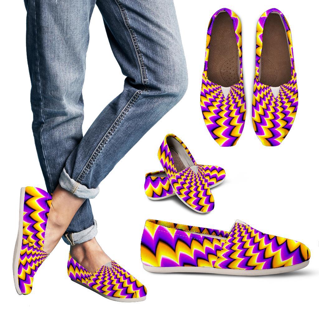 Yellow Dizzy Moving Optical Illusion Women's Casual Canvas Shoes