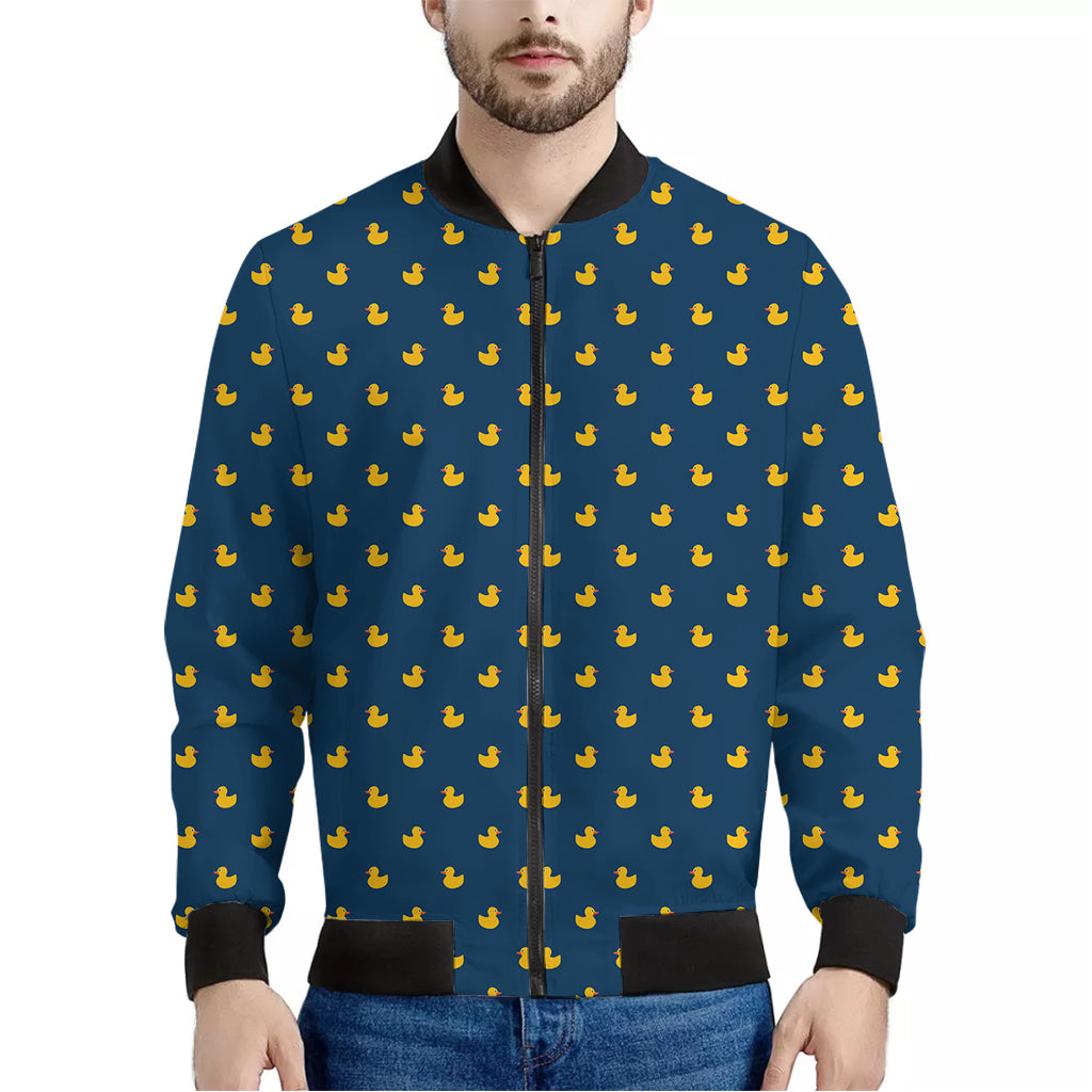 Yellow Duck Pattern Print Men's Bomber Jacket