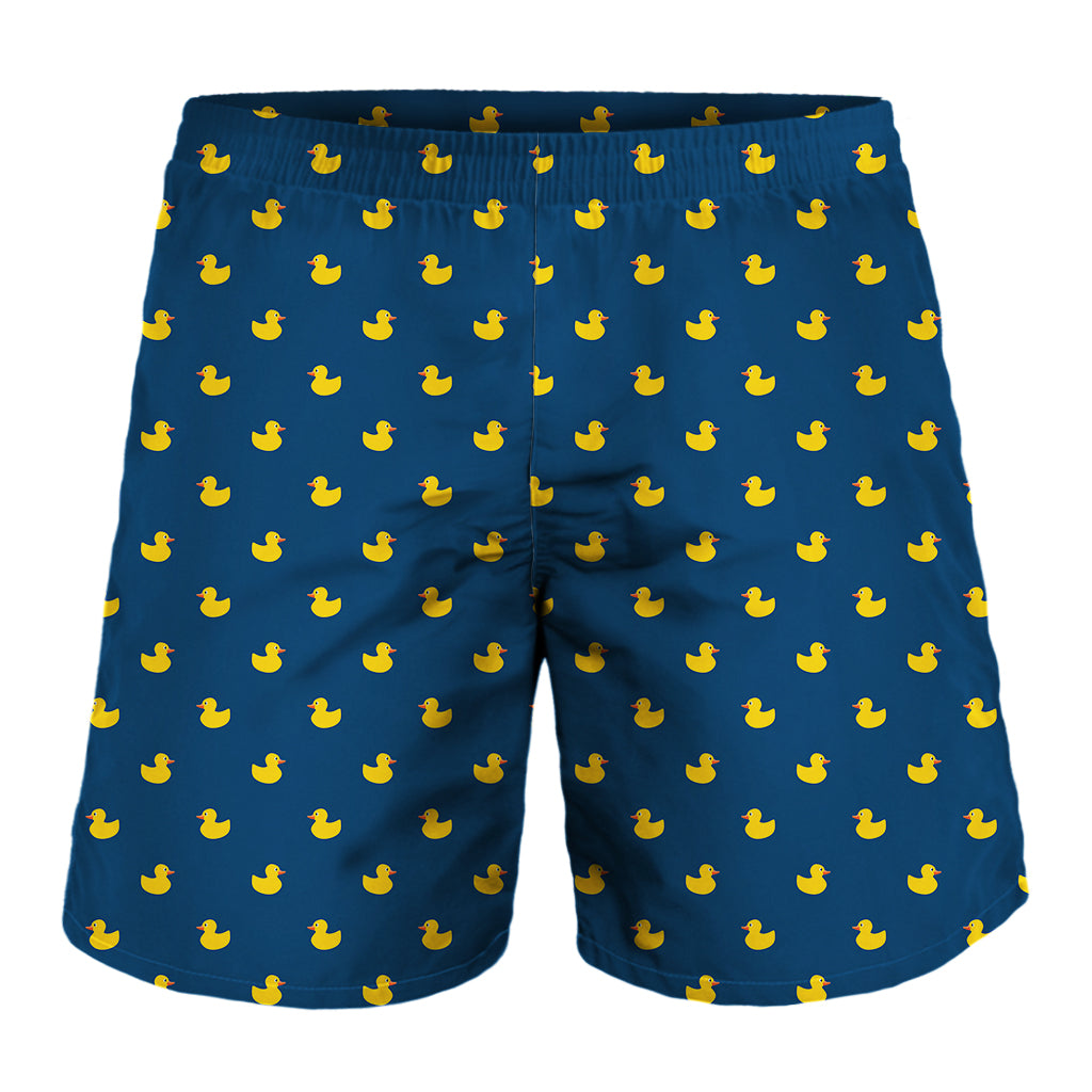 Yellow Duck Pattern Print Men's Shorts