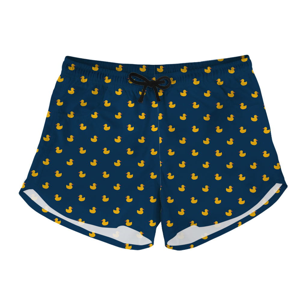 Yellow Duck Pattern Print Women's Shorts