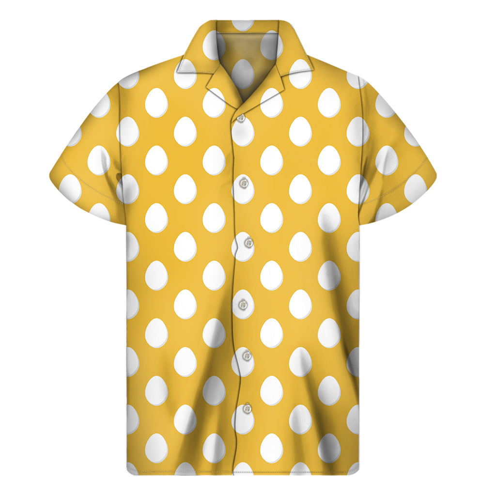 Yellow Eggs Pattern Print Men's Short Sleeve Shirt