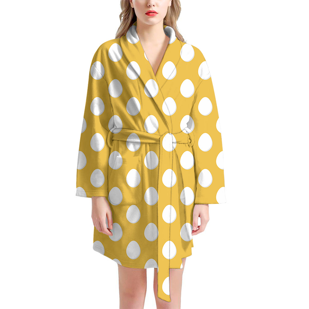 Yellow Eggs Pattern Print Women's Bathrobe