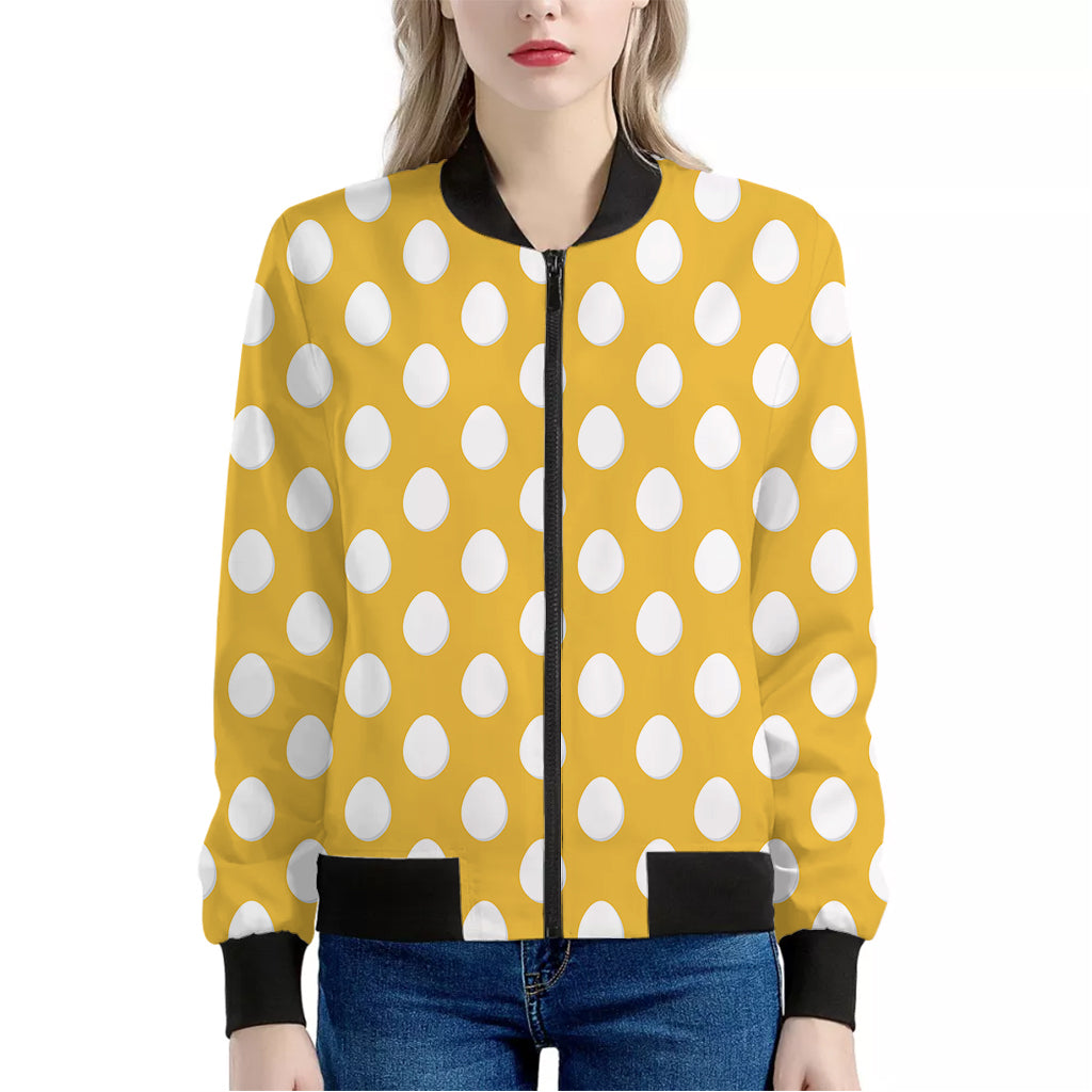 Yellow Eggs Pattern Print Women's Bomber Jacket