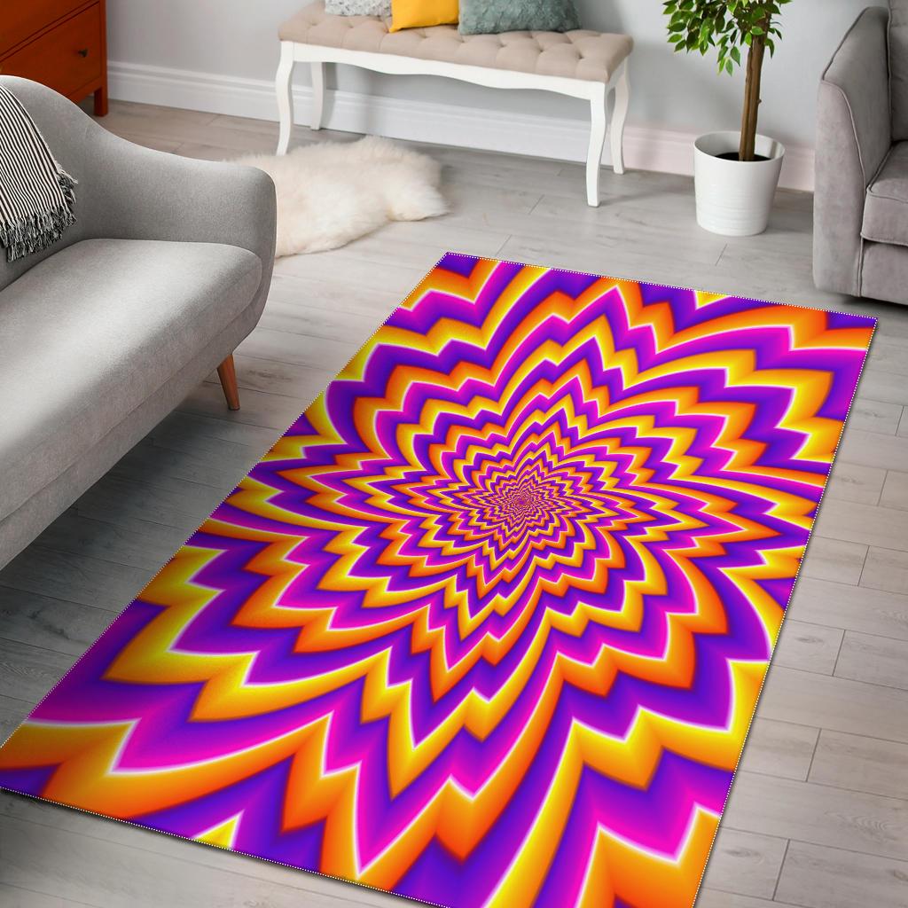 Yellow Expansion Moving Optical Illusion Area Rug