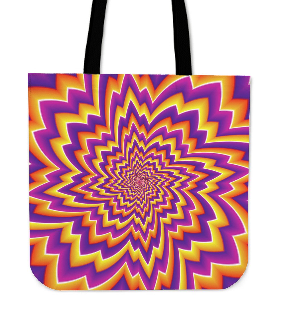 Yellow Expansion Moving Optical Illusion Canvas Tote Bag