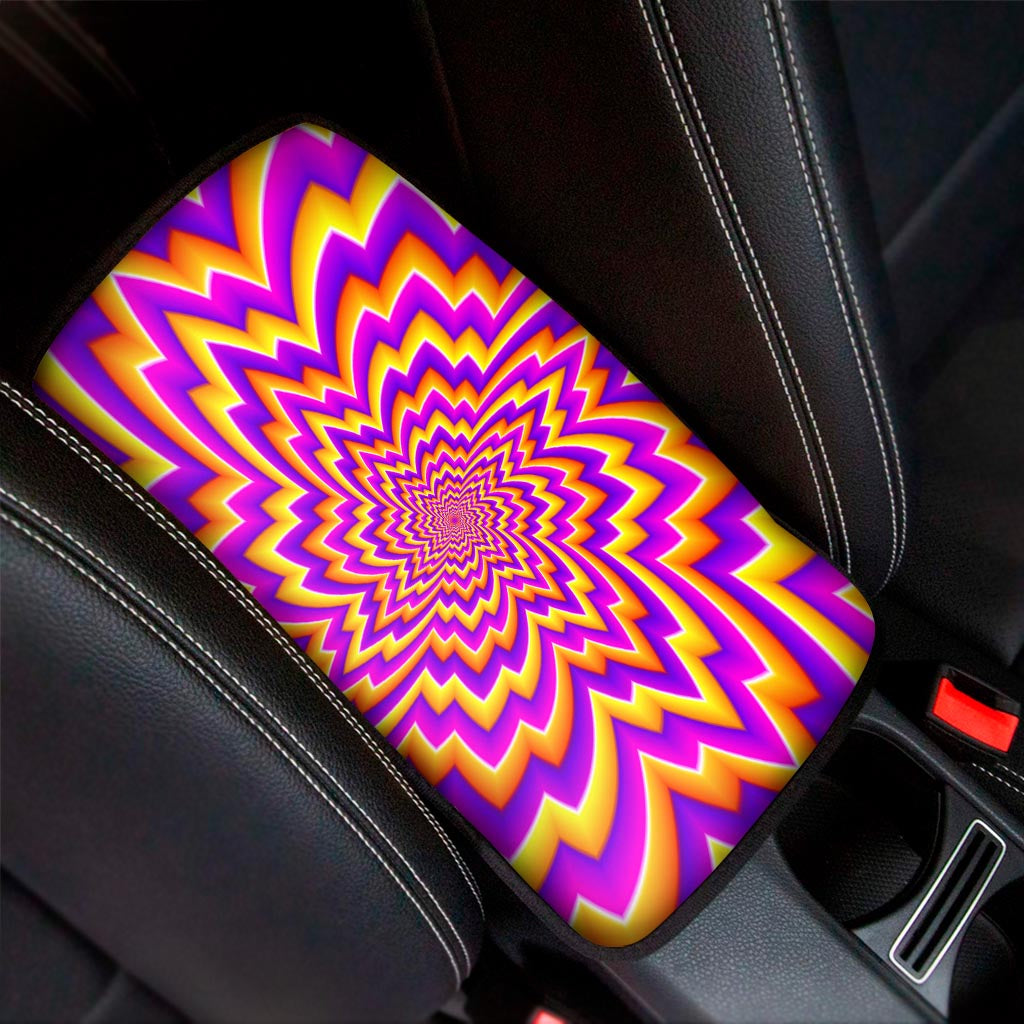 Yellow Expansion Moving Optical Illusion Car Center Console Cover