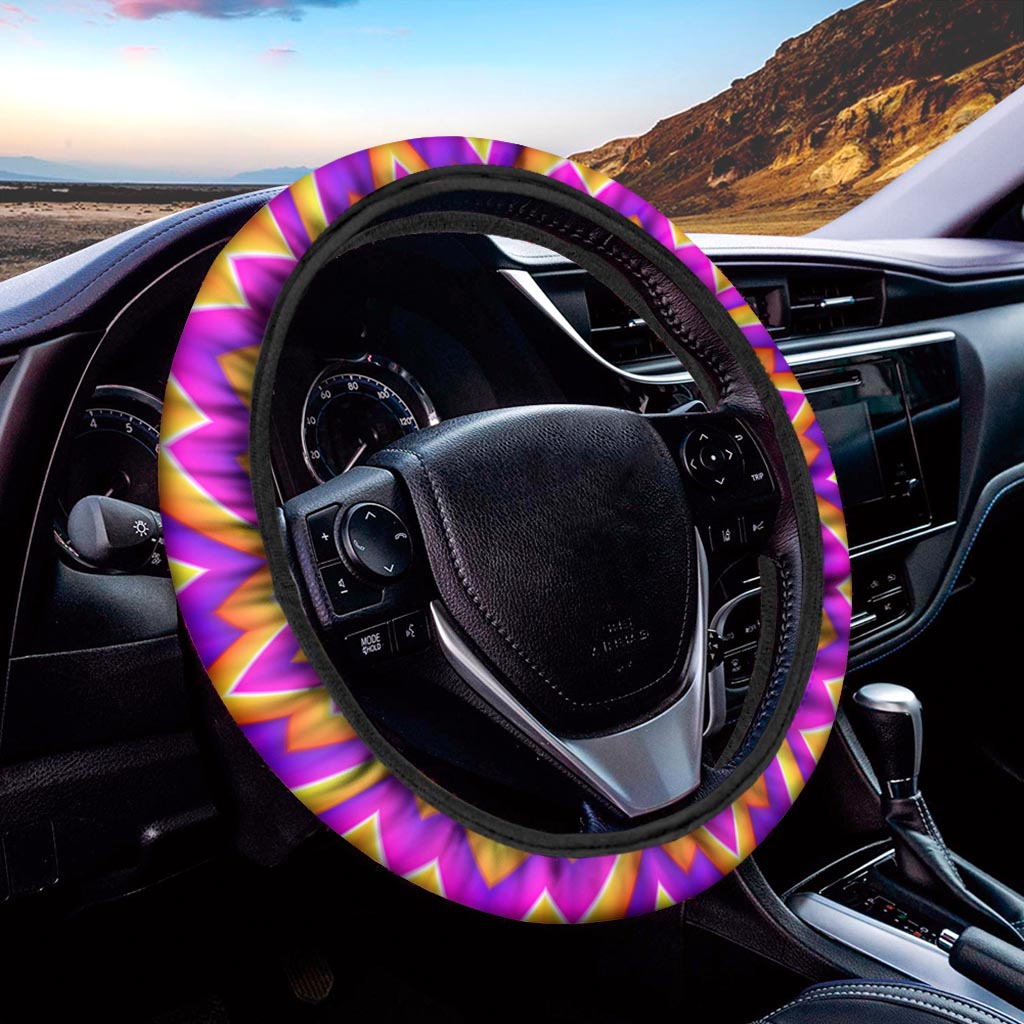 Yellow Expansion Moving Optical Illusion Car Steering Wheel Cover