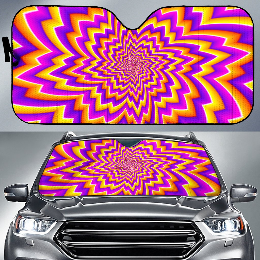 Yellow Expansion Moving Optical Illusion Car Sun Shade