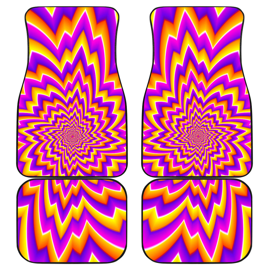 Yellow Expansion Moving Optical Illusion Front and Back Car Floor Mats