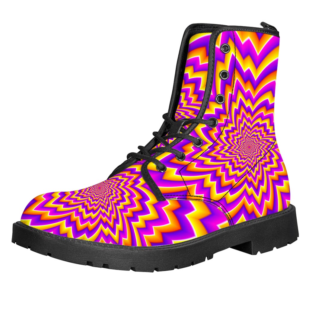 Yellow Expansion Moving Optical Illusion Leather Boots