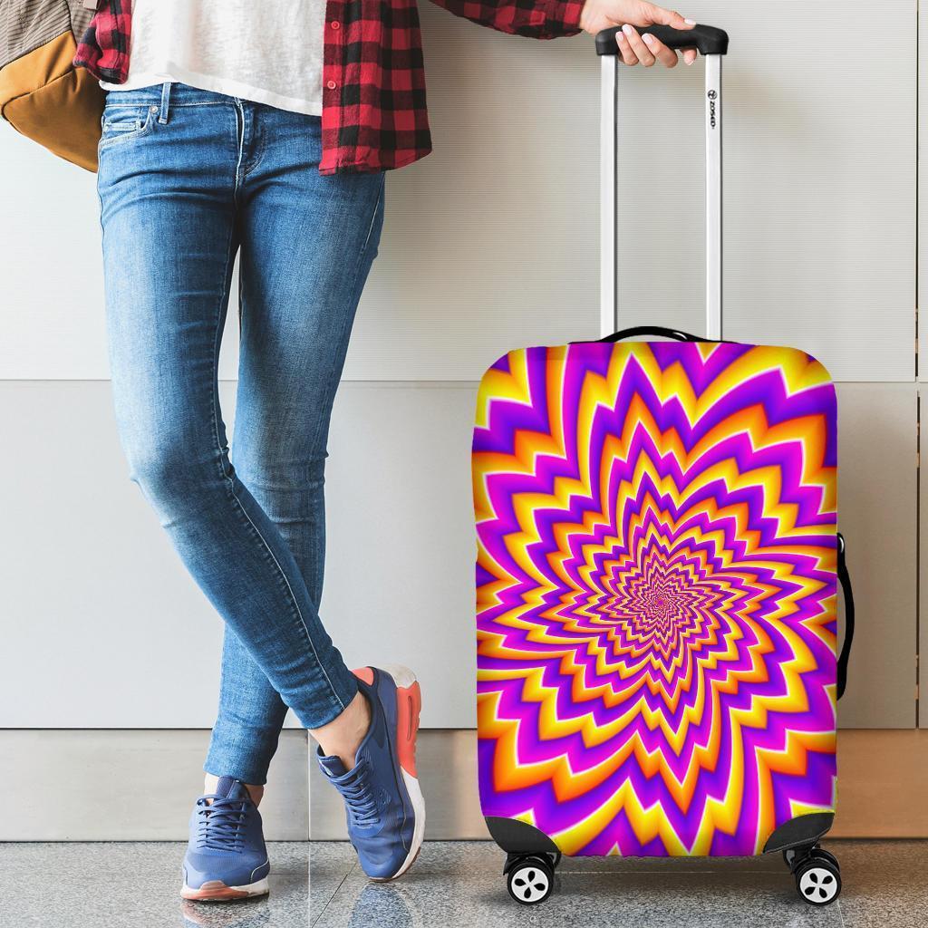 Yellow Expansion Moving Optical Illusion Luggage Cover