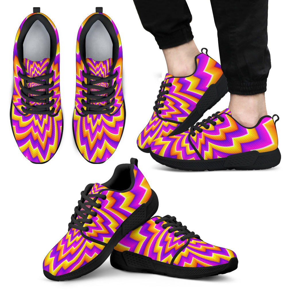 Yellow Expansion Moving Optical Illusion Men's Athletic Shoes