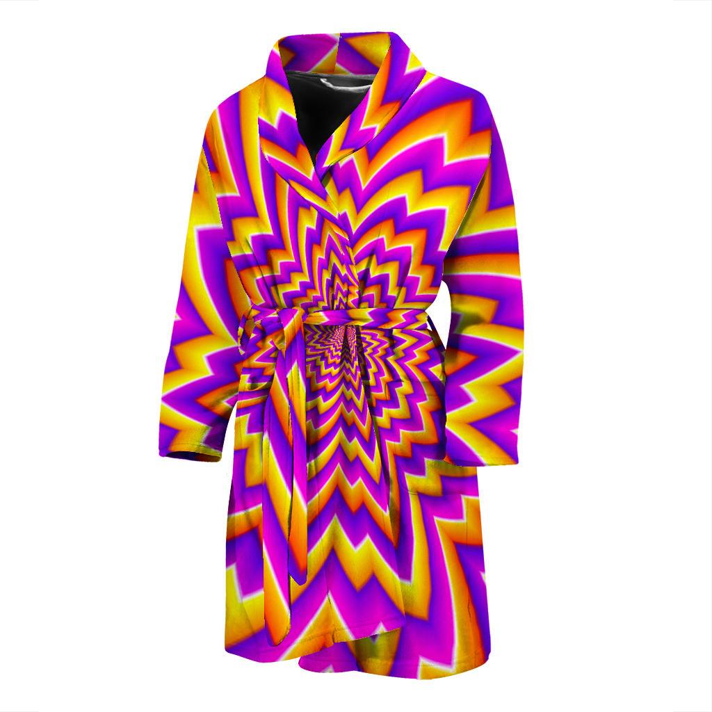 Yellow Expansion Moving Optical Illusion Men's Bathrobe