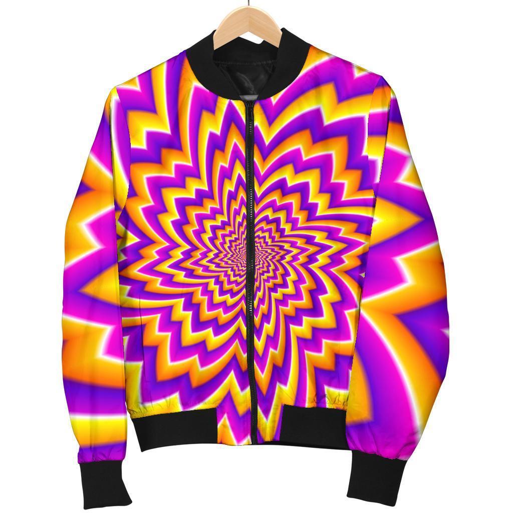 Yellow Expansion Moving Optical Illusion Men's Bomber Jacket