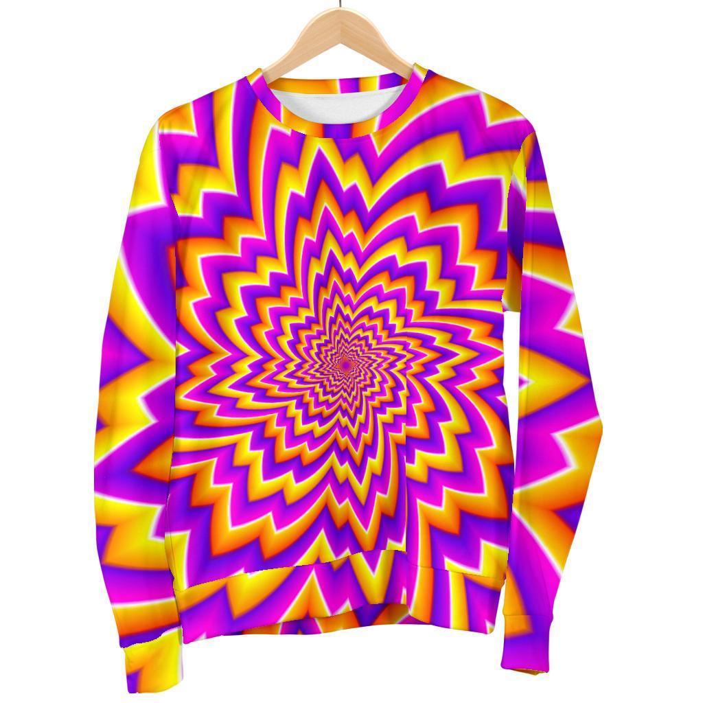 Yellow Expansion Moving Optical Illusion Men's Crewneck Sweatshirt