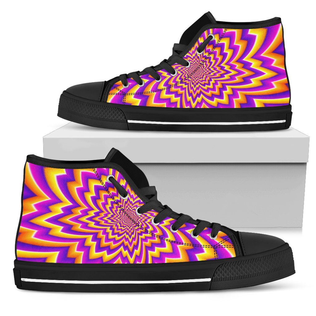 Yellow Expansion Moving Optical Illusion Men's High Top Shoes