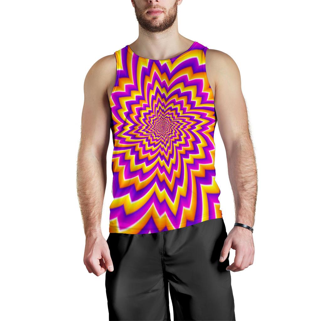 Yellow Expansion Moving Optical Illusion Men's Tank Top