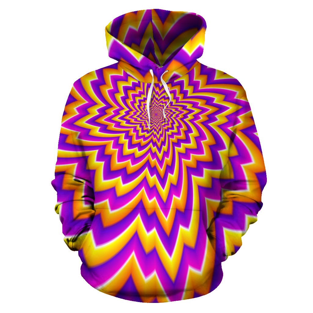 Yellow Expansion Moving Optical Illusion Pullover Hoodie