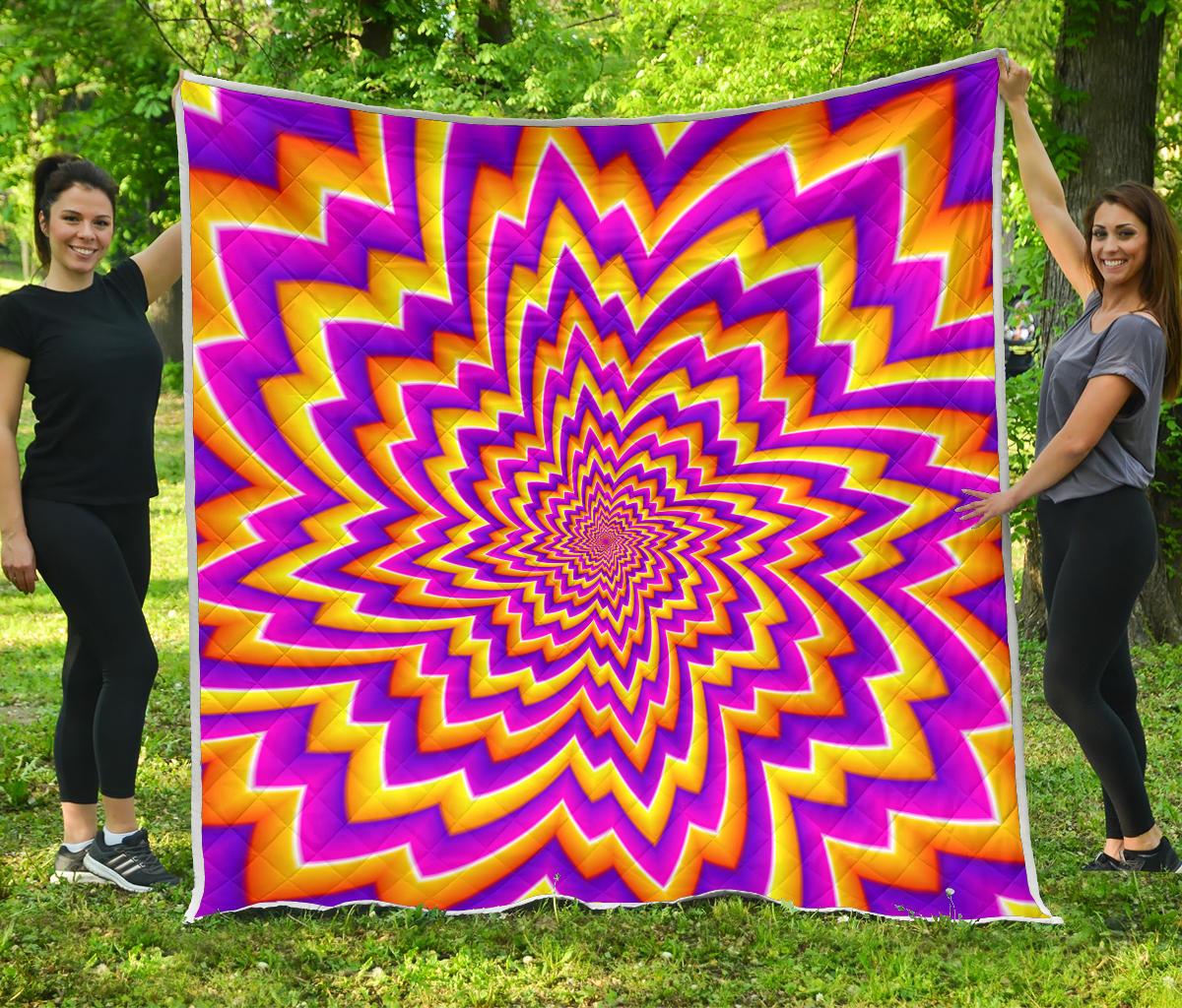 Yellow Expansion Moving Optical Illusion Quilt