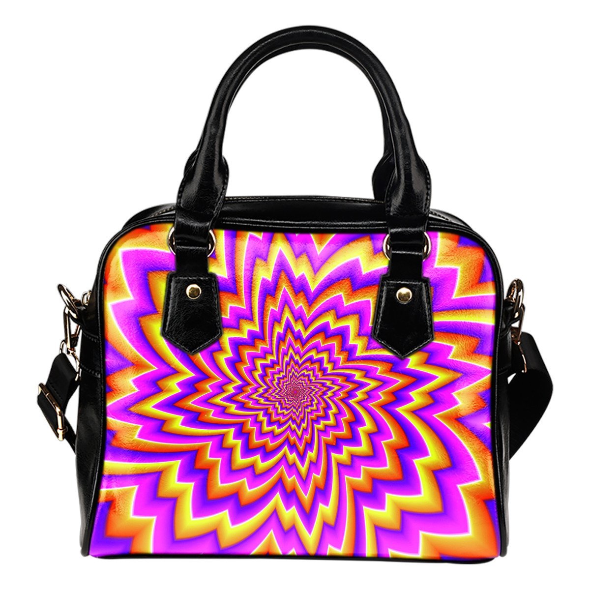 Yellow Expansion Moving Optical Illusion Shoulder Handbag