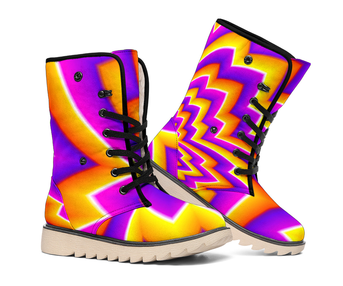 Yellow Expansion Moving Optical Illusion Winter Boots