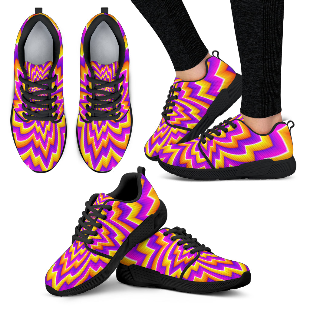 Yellow Expansion Moving Optical Illusion Women's Athletic Shoes