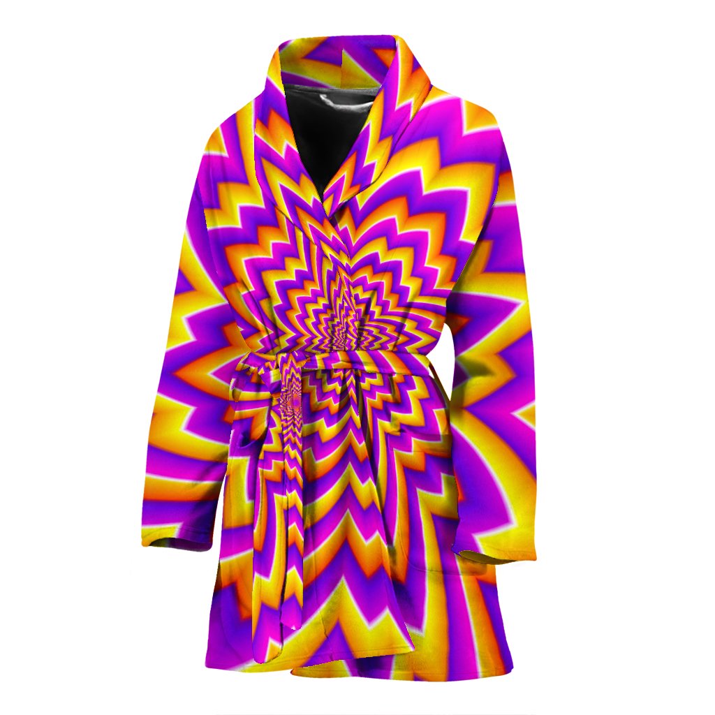 Yellow Expansion Moving Optical Illusion Women's Bathrobe