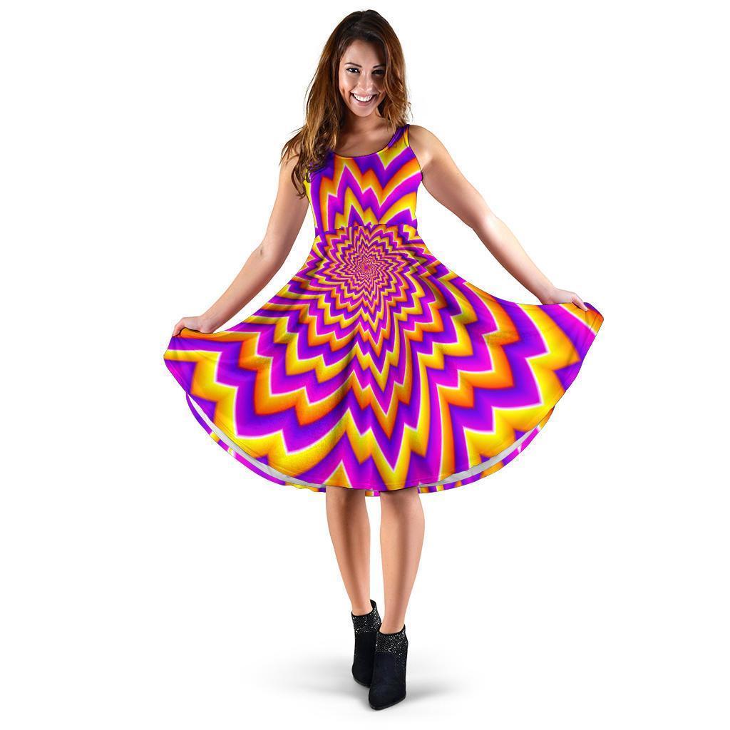 Yellow Expansion Moving Optical Illusion Women's Dress