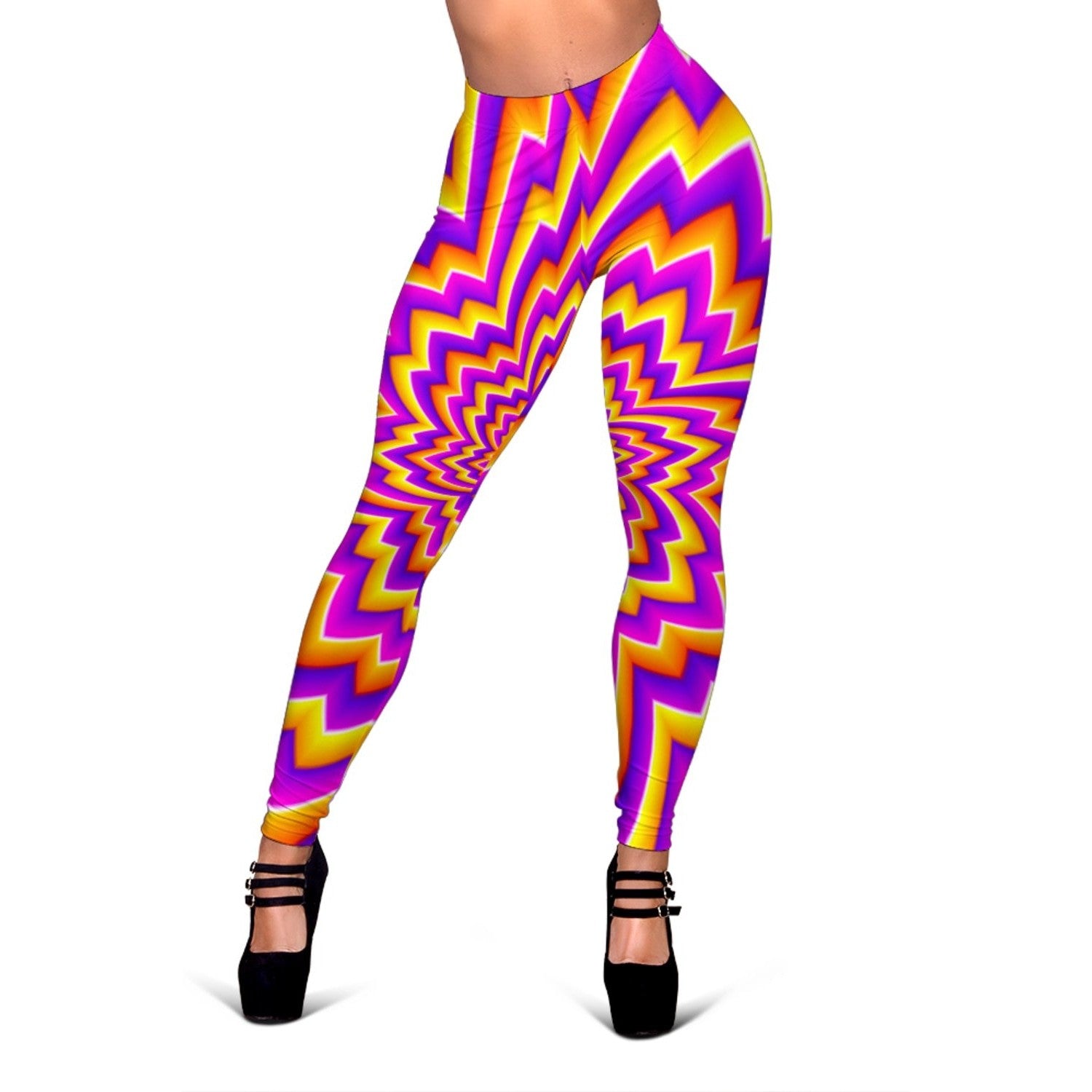 Yellow Expansion Moving Optical Illusion Women's Leggings