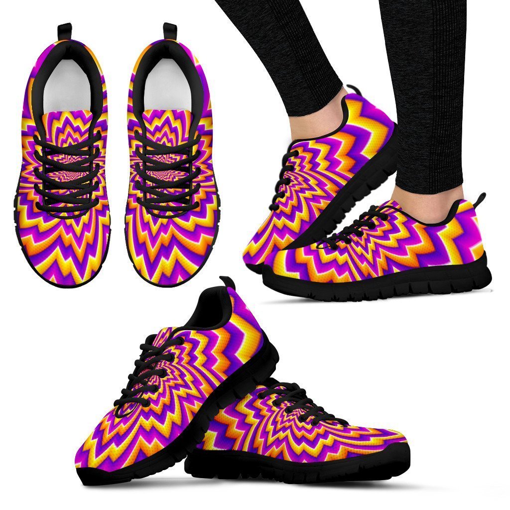 Yellow Expansion Moving Optical Illusion Women's Sneakers