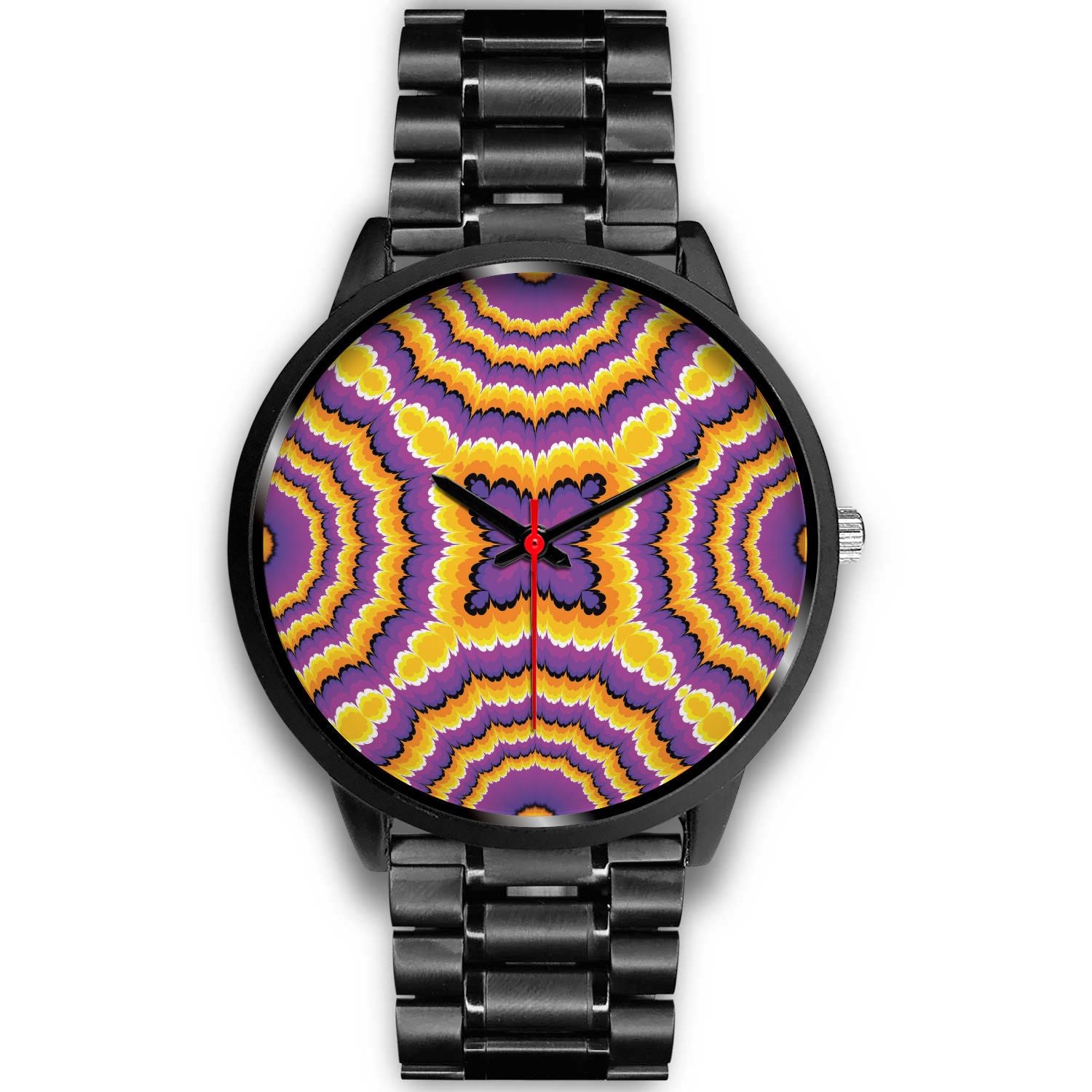 Yellow Explosion Moving Optical Illusion Black Watch