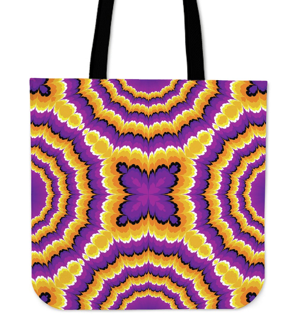 Yellow Explosion Moving Optical Illusion Canvas Tote Bag