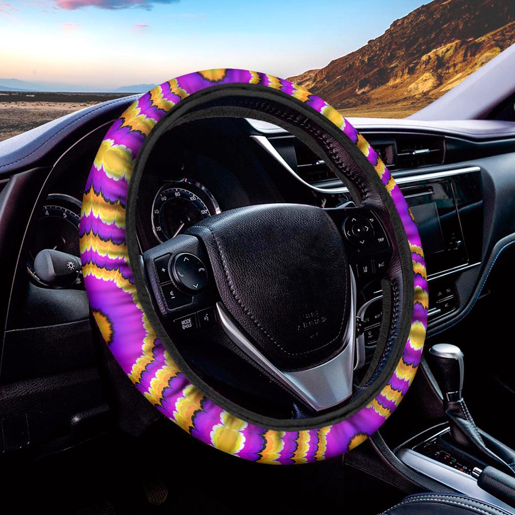 Yellow Explosion Moving Optical Illusion Car Steering Wheel Cover