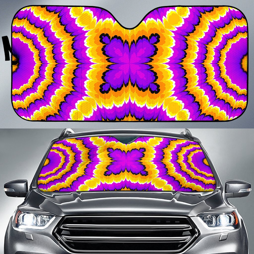 Yellow Explosion Moving Optical Illusion Car Sun Shade