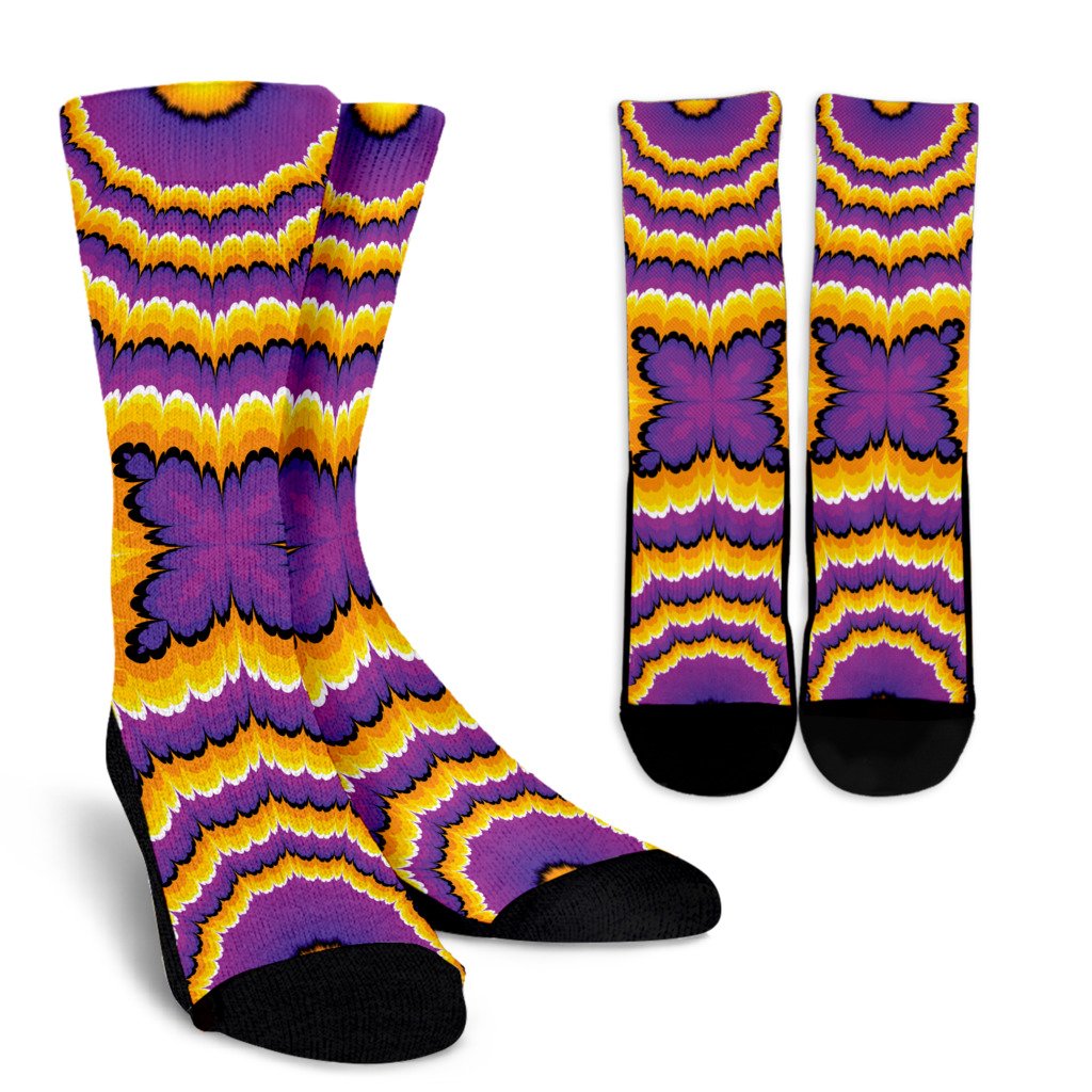 Yellow Explosion Moving Optical Illusion Crew Socks