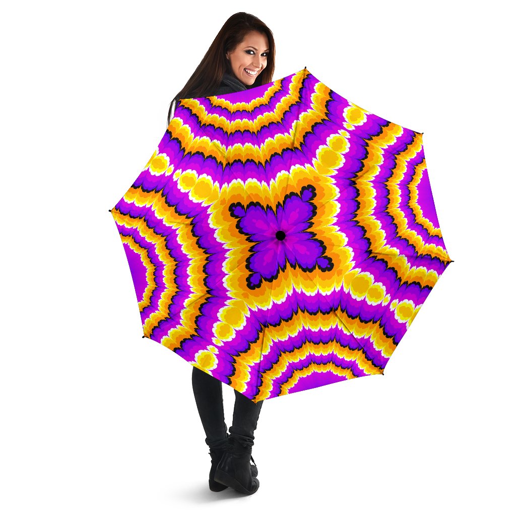 Yellow Explosion Moving Optical Illusion Foldable Umbrella