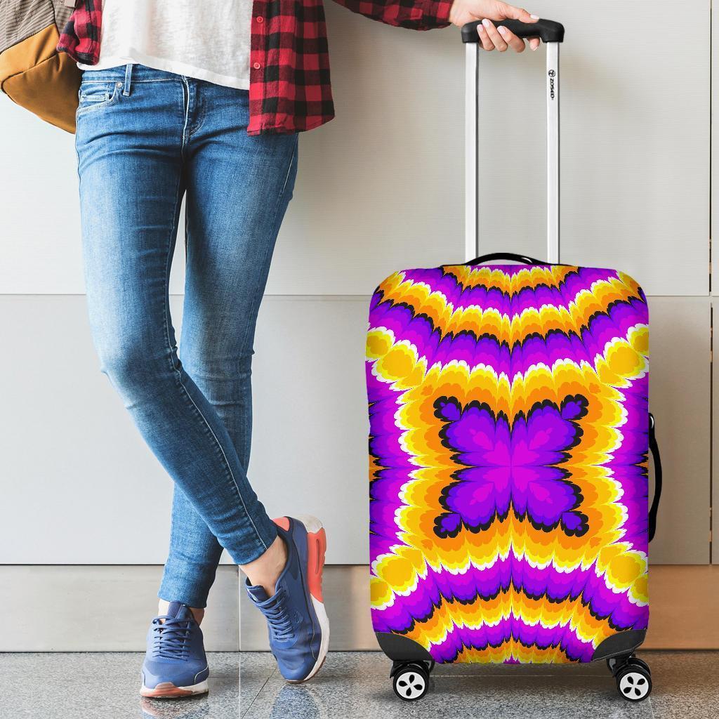 Yellow Explosion Moving Optical Illusion Luggage Cover