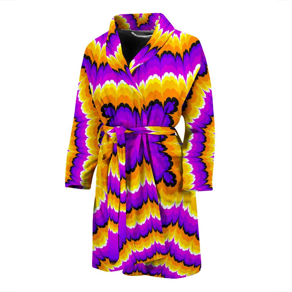 Yellow Explosion Moving Optical Illusion Men's Bathrobe