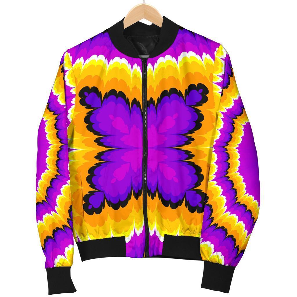 Yellow Explosion Moving Optical Illusion Men's Bomber Jacket