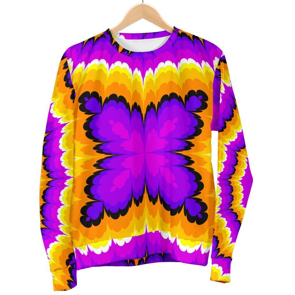 Yellow Explosion Moving Optical Illusion Men's Crewneck Sweatshirt