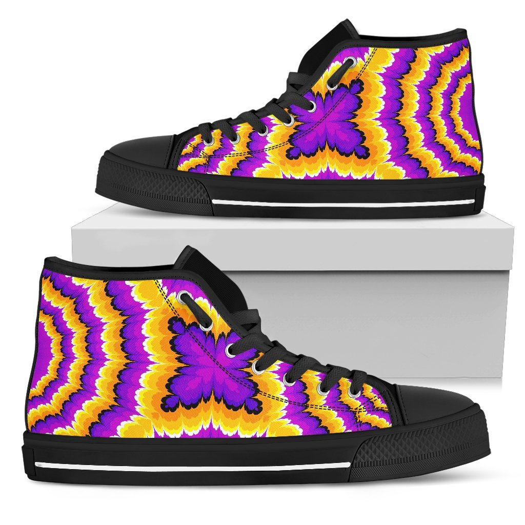 Yellow Explosion Moving Optical Illusion Men's High Top Shoes