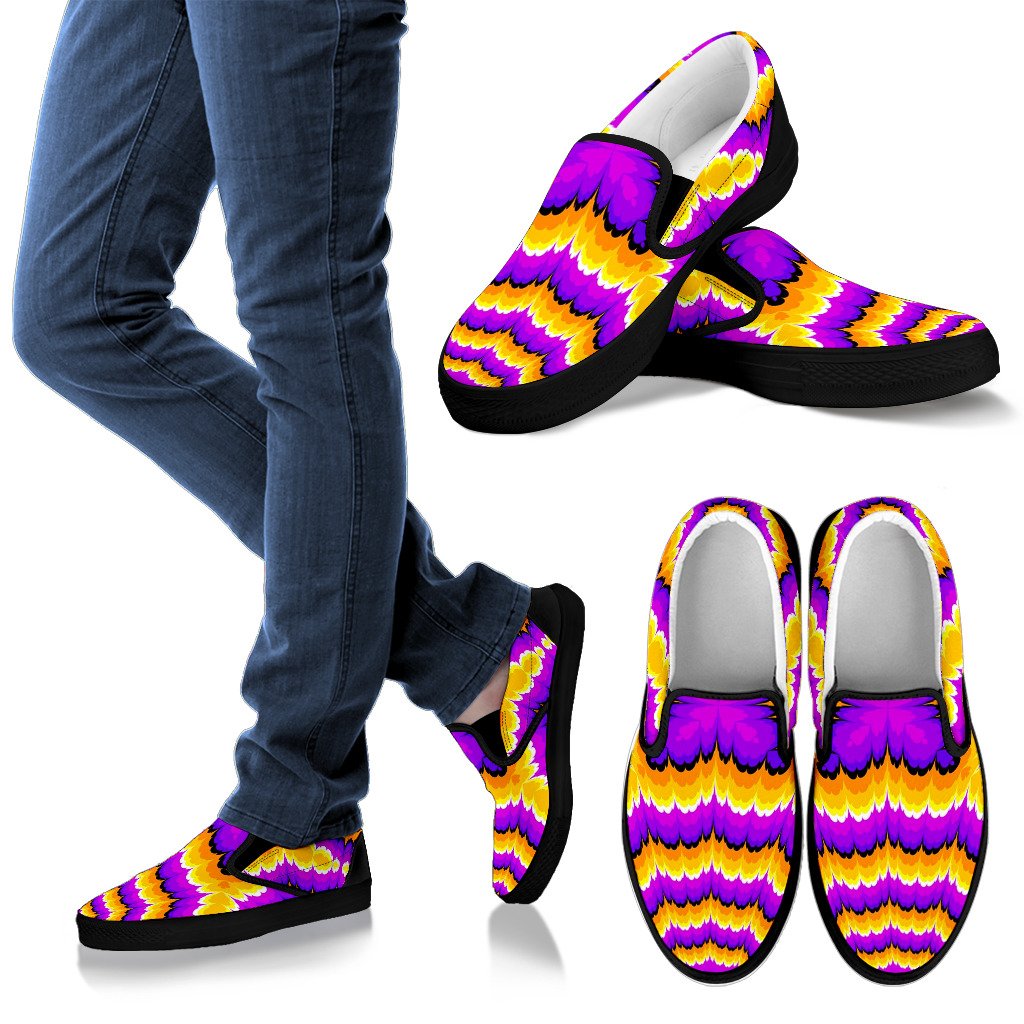 Yellow Explosion Moving Optical Illusion Men's Slip On Shoes