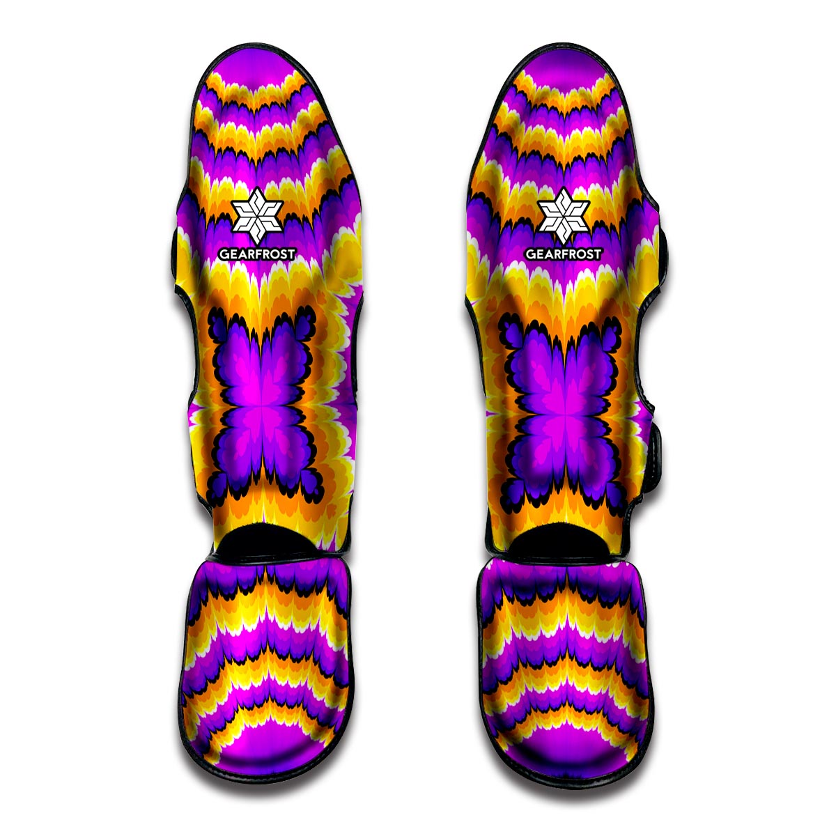 Yellow Explosion Moving Optical Illusion Muay Thai Shin Guards