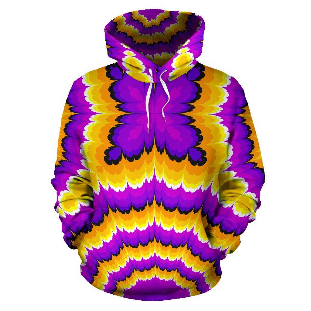 Yellow Explosion Moving Optical Illusion Pullover Hoodie