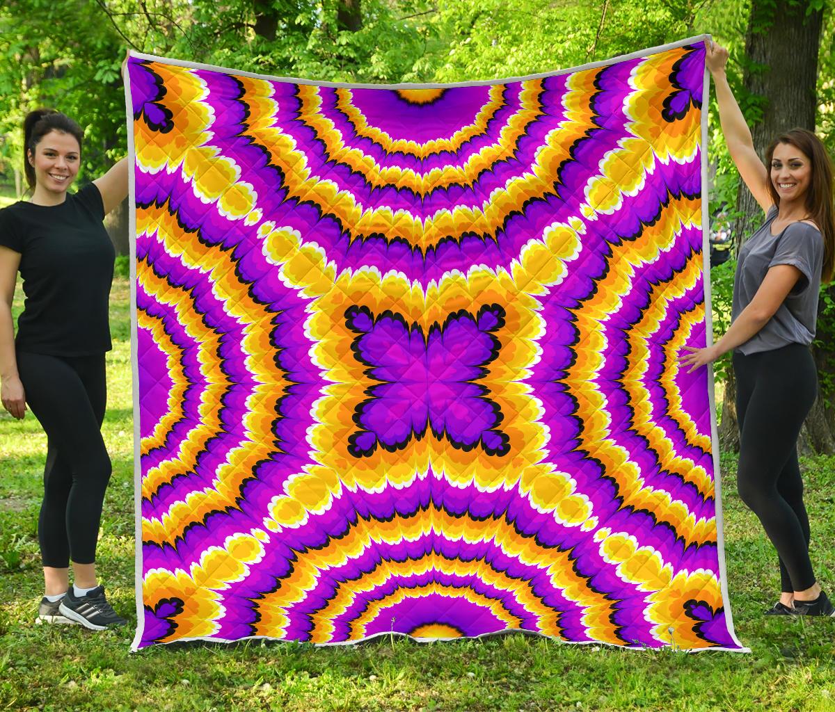 Yellow Explosion Moving Optical Illusion Quilt