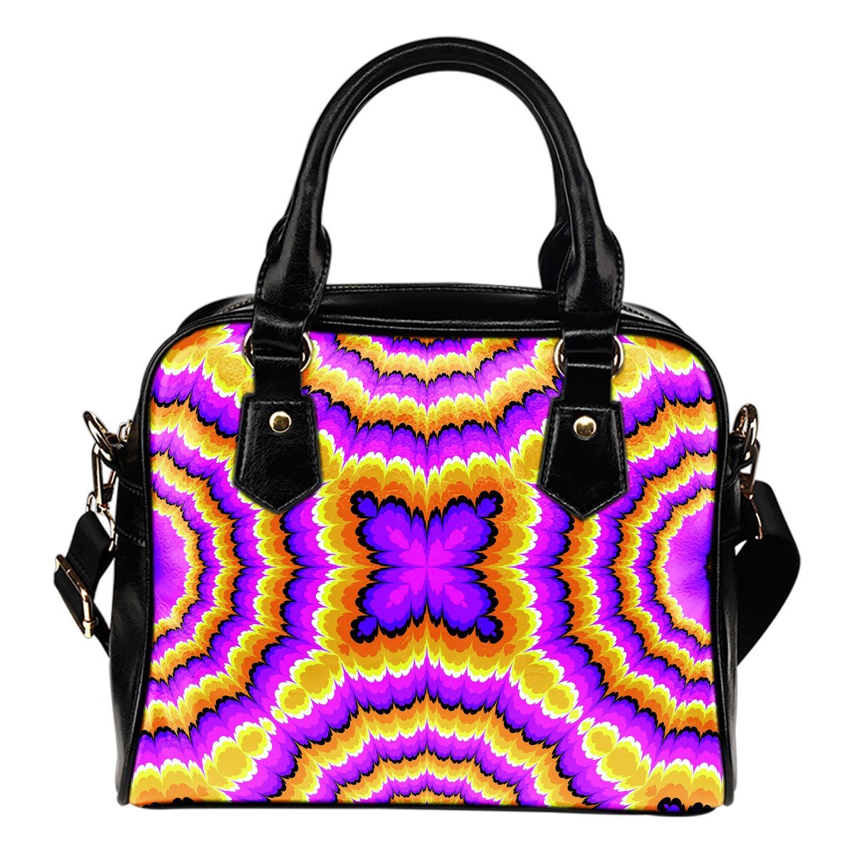 Yellow Explosion Moving Optical Illusion Shoulder Handbag