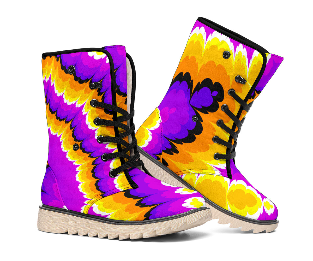 Yellow Explosion Moving Optical Illusion Winter Boots