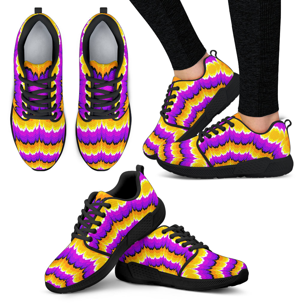 Yellow Explosion Moving Optical Illusion Women's Athletic Shoes